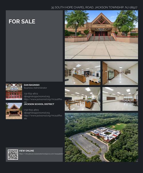 property brochure with photos of mcauliffe school